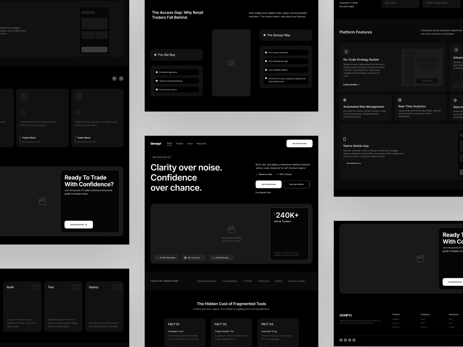 Qompyl homepage — mid-fidelity wireframe