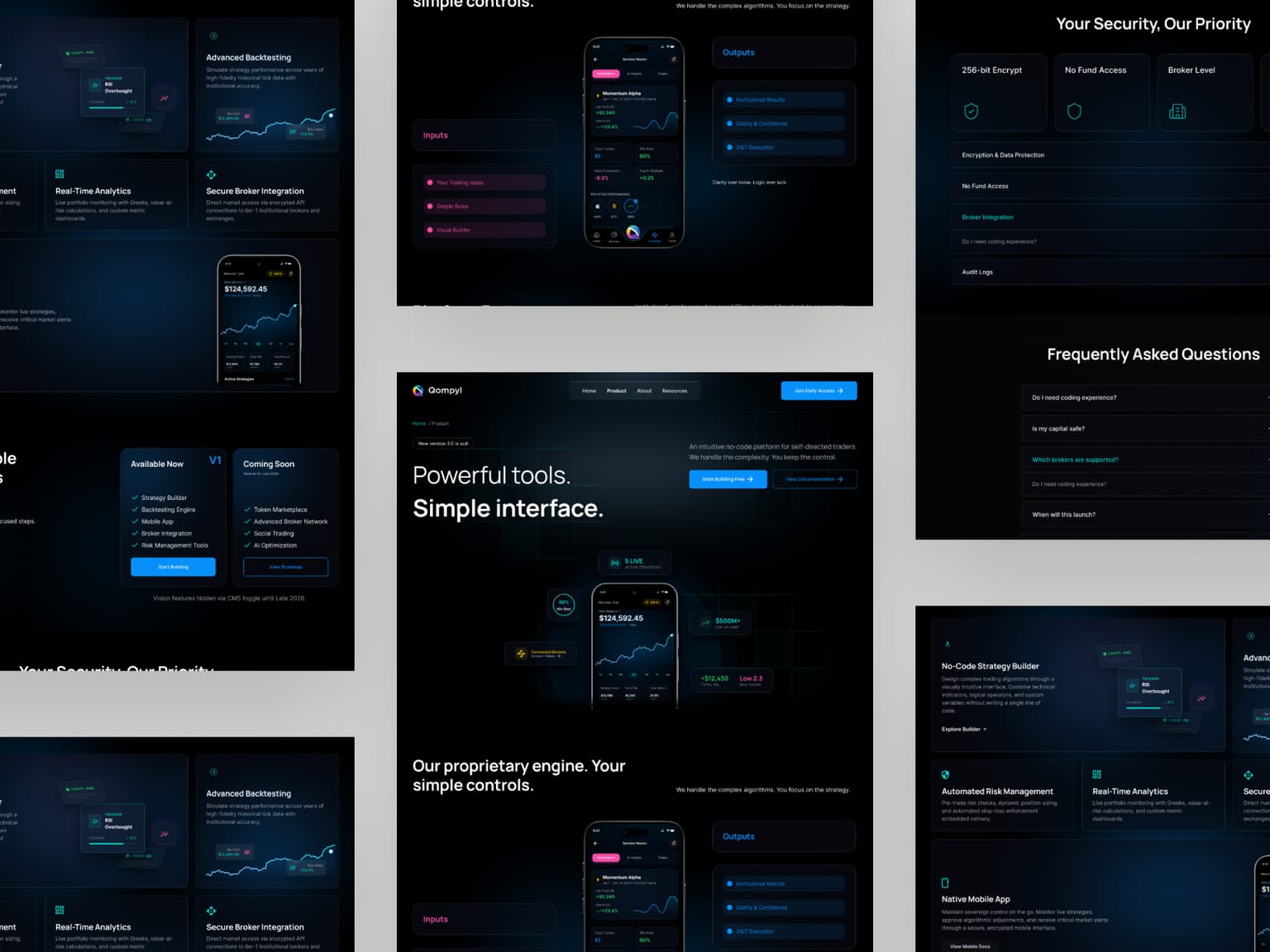 Qompyl product page — high-fidelity UI