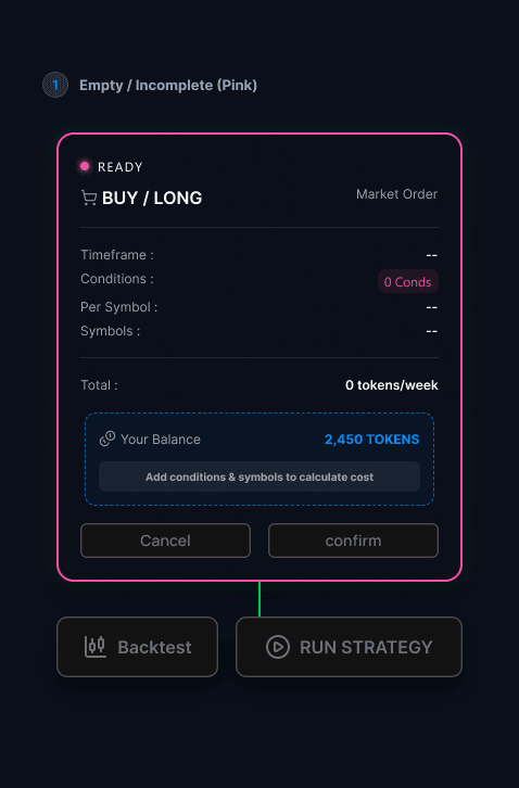 Order box — empty state, no conditions yet