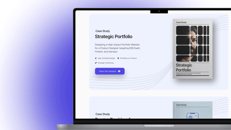 Visual concept of a portfolio as a strategic hiring tool for product designers