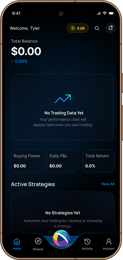 Empty portfolio — no trading data yet