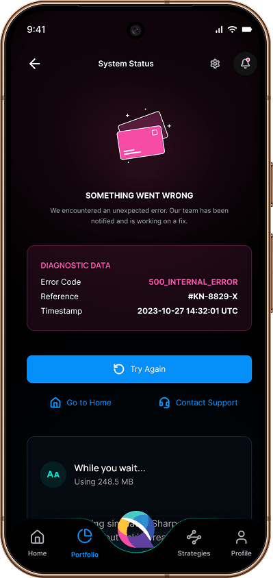 Error state — something went wrong with diagnostic data