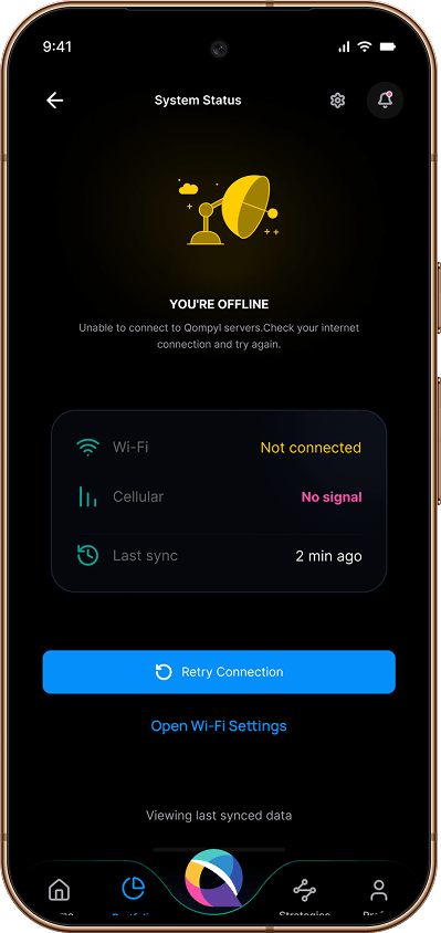 Offline state — Wi-Fi and cellular diagnostics
