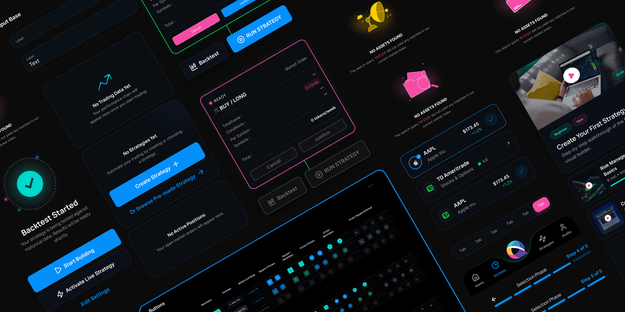 Component library — modals, chips, toggles